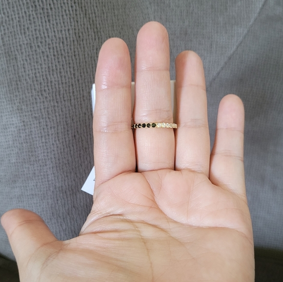 Shivam Black🖤 Spinel and White Topaz Gemstones Eternity♾️ Ring💍 - Picture 3 of 16